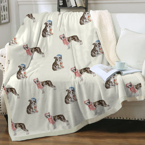 Watercolor Delight Boston Terriers Christmas Fleece Blanket - 8 Colors-Blanket-Bedding, Blankets, Boston Terrier, Home Decor-12