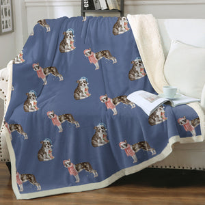 Watercolor Delight Boston Terriers Christmas Fleece Blanket - 8 Colors-Blanket-Bedding, Blankets, Boston Terrier, Home Decor-16