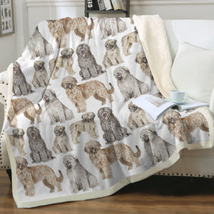 Watercolor Delight Briards Soft Sherpa Fleece Blanket - 8 Colors-Blanket-Bedding, Blankets, Briard, Home Decor-14