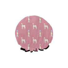 Load image into Gallery viewer, Watercolor Delight Brindle Whippets Christmas Elastic Reusable Shower Caps-Accessories-Accessories, Christmas, Dog Mom Gifts, Whippet-6