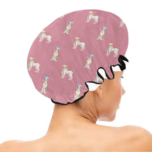 Load image into Gallery viewer, Watercolor Delight Brindle Whippets Christmas Elastic Reusable Shower Caps-Accessories-Accessories, Christmas, Dog Mom Gifts, Whippet-8