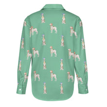 Load image into Gallery viewer, Watercolor Delight Brindle Whippets Christmas Women&#39;s Shirt-Apparel-Apparel, Christmas, Dog Mom Gifts, Greyhound, Shirt, Whippet-30