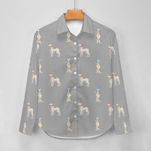 Load image into Gallery viewer, Watercolor Delight Brindle Whippets Christmas Women&#39;s Shirt-Apparel-Apparel, Christmas, Dog Mom Gifts, Greyhound, Shirt, Whippet-34