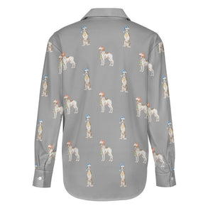 Watercolor Delight Brindle Whippets Christmas Women's Shirt-Apparel-Apparel, Christmas, Dog Mom Gifts, Greyhound, Shirt, Whippet-36