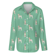 Load image into Gallery viewer, Watercolor Delight Brindle Whippets Christmas Women&#39;s Shirt-Apparel-Apparel, Christmas, Dog Mom Gifts, Greyhound, Shirt, Whippet-Mint Green-S-29