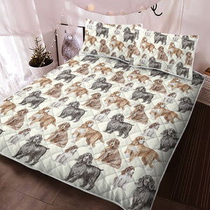 Watercolor Delight Cocker Spaniels Quilted Bedding Set - 5 Colors-Bedding-Bedding, Blankets, Cocker Spaniel, Home Decor-2