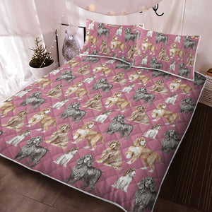 Watercolor Delight Cocker Spaniels Quilted Bedding Set - 5 Colors-Bedding-Bedding, Blankets, Cocker Spaniel, Home Decor-3