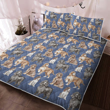 Load image into Gallery viewer, Watercolor Delight Cocker Spaniels Quilted Bedding Set - 5 Colors-Bedding-Bedding, Blankets, Cocker Spaniel, Home Decor-Cornflower Blue-With Matching Pillowcases-Twin-13