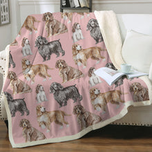 Load image into Gallery viewer, Watercolor Delight Cocker Spaniels Sherpa Fleece Blanket - 8 Colors-Blanket-Bedding, Blankets, Cocker Spaniel, Home Decor-13