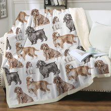 Load image into Gallery viewer, Watercolor Delight Cocker Spaniels Sherpa Fleece Blanket - 8 Colors-Blanket-Bedding, Blankets, Cocker Spaniel, Home Decor-14