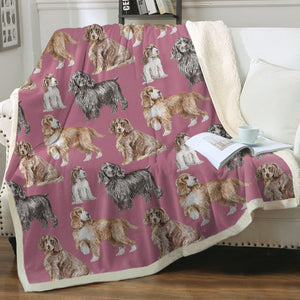 Watercolor Delight Cocker Spaniels Sherpa Fleece Blanket - 8 Colors-Blanket-Bedding, Blankets, Cocker Spaniel, Home Decor-10