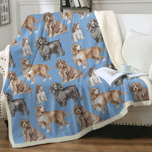 Load image into Gallery viewer, Watercolor Delight Cocker Spaniels Sherpa Fleece Blanket - 8 Colors-Blanket-Bedding, Blankets, Cocker Spaniel, Home Decor-12