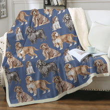 Load image into Gallery viewer, Watercolor Delight Cocker Spaniels Sherpa Fleece Blanket - 8 Colors-Blanket-Bedding, Blankets, Cocker Spaniel, Home Decor-9