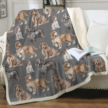 Load image into Gallery viewer, Watercolor Delight Cocker Spaniels Sherpa Fleece Blanket - 8 Colors-Blanket-Bedding, Blankets, Cocker Spaniel, Home Decor-11