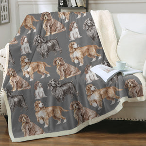 Watercolor Delight Cocker Spaniels Sherpa Fleece Blanket - 8 Colors-Blanket-Bedding, Blankets, Cocker Spaniel, Home Decor-11