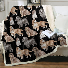 Load image into Gallery viewer, Watercolor Delight Cocker Spaniels Sherpa Fleece Blanket - 8 Colors-Blanket-Bedding, Blankets, Cocker Spaniel, Home Decor-7