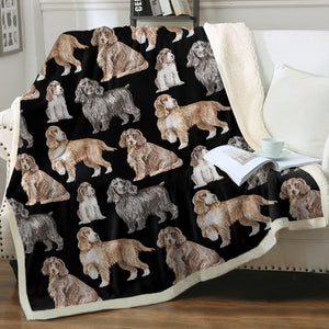 Watercolor Delight Cocker Spaniels Sherpa Fleece Blanket - 8 Colors-Blanket-Bedding, Blankets, Cocker Spaniel, Home Decor-7