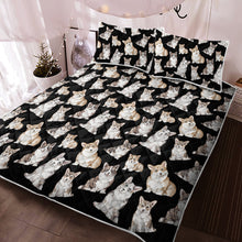 Load image into Gallery viewer, Watercolor Delight Corgis Quilted Bedding Set - 5 Colors-Bedding-Bedding, Blankets, Corgi, Home Decor-Midnight Black-With Matching Pillowcases-Twin-14
