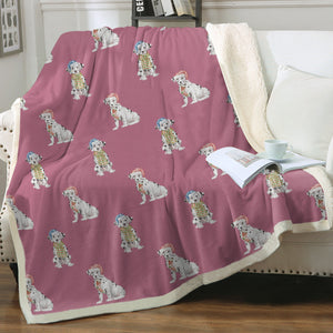 Watercolor Delight Dalmatians Christmas Sherpa Fleece Blanket - 8 Colors-Blanket-Bedding, Blankets, Christmas, Dalmatian, Home Decor-Dusty Pink-Single-5