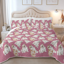 Load image into Gallery viewer, Watercolor Delight English Bulldogs Quilted Bedding Set-Bedding-Bedding,Blankets,Christmas,Home Decor-Dusty Pink-Twin-With Matching Pillowcases-13