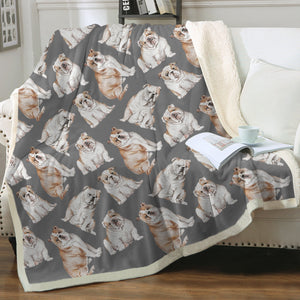 Watercolor Delight English Bulldogs Sherpa Fleece Blanket - 8 Colors-Blanket-Bedding, Blankets, English Bulldog, Home Decor-11