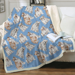 Watercolor Delight English Bulldogs Sherpa Fleece Blanket - 8 Colors-Blanket-Bedding, Blankets, English Bulldog, Home Decor-12