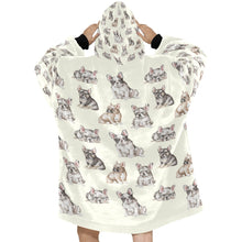 Load image into Gallery viewer, Watercolor Delight French Bulldogs Blanket Hoodie-Blanket-Apparel, Blanket Hoodie, Blankets, Dog Mom Gifts, French Bulldog-13