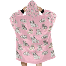 Load image into Gallery viewer, Watercolor Delight French Bulldogs Blanket Hoodie-Blanket-Apparel, Blanket Hoodie, Blankets, Dog Mom Gifts, French Bulldog-16