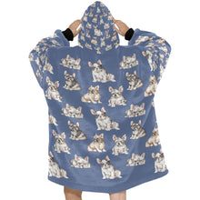 Load image into Gallery viewer, Watercolor Delight French Bulldogs Blanket Hoodie-Blanket-Apparel, Blanket Hoodie, Blankets, Dog Mom Gifts, French Bulldog-25