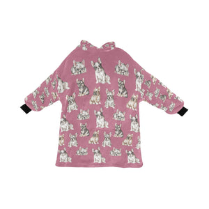 Watercolor Delight French Bulldogs Blanket Hoodie-Blanket-Apparel, Blanket Hoodie, Blankets, Dog Mom Gifts, French Bulldog-Dusty Pink-ONE SIZE-18