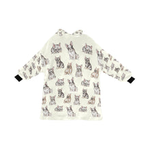 Load image into Gallery viewer, Watercolor Delight French Bulldogs Blanket Hoodie-Blanket-Apparel, Blanket Hoodie, Blankets, Dog Mom Gifts, French Bulldog-Ivory Cream-ONE SIZE-11