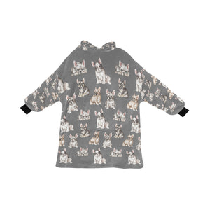 Watercolor Delight French Bulldogs Blanket Hoodie-Blanket-Apparel, Blanket Hoodie, Blankets, Dog Mom Gifts, French Bulldog-Parisian Gray-ONE SIZE-26