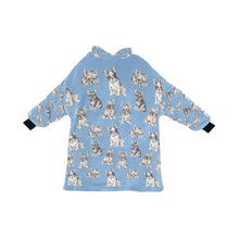 Load image into Gallery viewer, Watercolor Delight French Bulldogs Blanket Hoodie-Blanket-Apparel, Blanket Hoodie, Blankets, Dog Mom Gifts, French Bulldog-Sky Blue-ONE SIZE-20