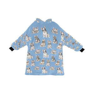 Watercolor Delight French Bulldogs Blanket Hoodie-Blanket-Apparel, Blanket Hoodie, Blankets, Dog Mom Gifts, French Bulldog-Sky Blue-ONE SIZE-20