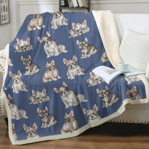 Watercolor Delight French Bulldogs Sherpa Fleece Blanket - 8 Colors-Blanket-Bedding, Blankets, French Bulldog, Home Decor-6