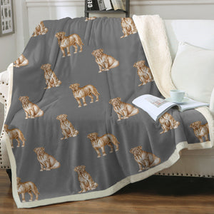 Watercolor Delight French Mastiffs Sherpa Fleece Blanket - 8 Colors-Blanket-Bedding, Blankets, French Mastiff, Home Decor-2