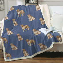 Load image into Gallery viewer, Watercolor Delight French Mastiffs Sherpa Fleece Blanket - 8 Colors-Blanket-Bedding, Blankets, French Mastiff, Home Decor-Cornflower Blue-Single-22