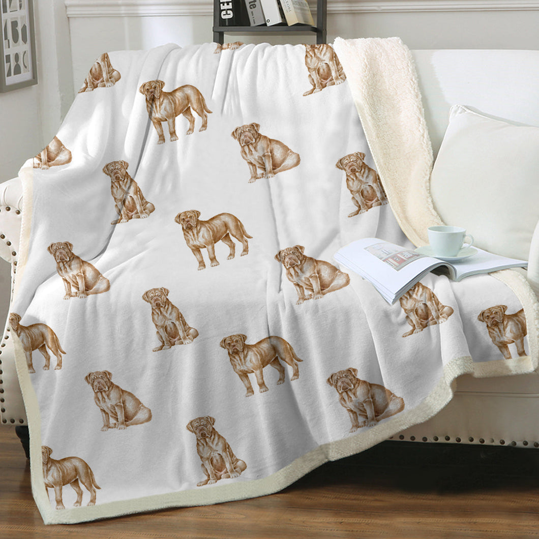 Watercolor Delight French Mastiffs Sherpa Fleece Blanket - 8 Colors-Blanket-Bedding, Blankets, French Mastiff, Home Decor-Crisp White-Single-17