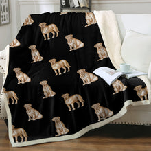 Load image into Gallery viewer, Watercolor Delight French Mastiffs Sherpa Fleece Blanket - 8 Colors-Blanket-Bedding, Blankets, French Mastiff, Home Decor-Midnight Black-Single-15