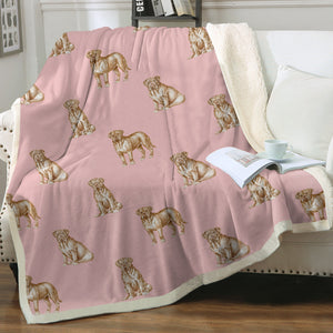 Watercolor Delight French Mastiffs Sherpa Fleece Blanket - 8 Colors-Blanket-Bedding, Blankets, French Mastiff, Home Decor-Soft Pink-Single-19