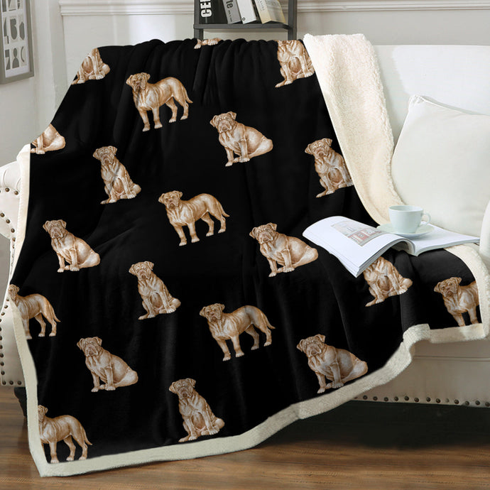 Watercolor Delight French Mastiffs Sherpa Fleece Blanket - 8 Colors-Blanket-Bedding, Blankets, French Mastiff, Home Decor-1