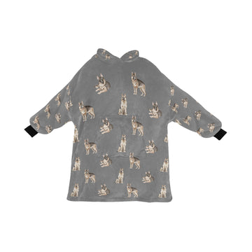 Watercolor Delight German Shepherds Blanket Hoodie-Blanket-Apparel, Blanket Hoodie, Blankets, Dog Mom Gifts, German Shepherd-Parisian Gray-ONE SIZE-26