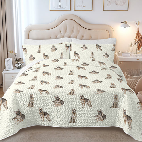 Watercolor Delight German Shepherds Quilted Bedding Set-Bedding-Bedding,Blankets,Christmas,Home Decor-6