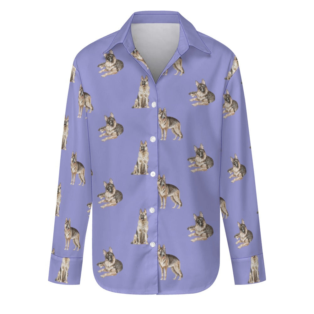 Watercolor Delight German Shepherds Women's Shirt-Apparel-Apparel, Dog Mom Gifts, German Shepherd, Shirt-S-CornflowerBlue_1-31