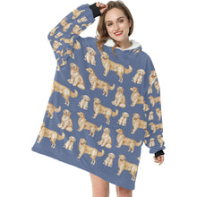 Load image into Gallery viewer, Watercolor Delight Golden Retrievers Blanket Hoodie-Blanket-Apparel, Blanket Hoodie, Blankets, Dog Mom Gifts, Golden Retriever-2