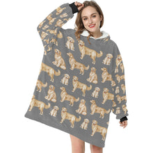 Load image into Gallery viewer, Watercolor Delight Golden Retrievers Blanket Hoodie-Blanket-Apparel, Blanket Hoodie, Blankets, Dog Mom Gifts, Golden Retriever-6