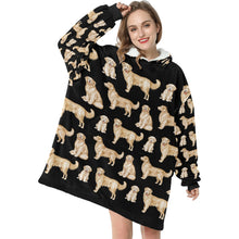 Load image into Gallery viewer, Watercolor Delight Golden Retrievers Blanket Hoodie-Blanket-Apparel, Blanket Hoodie, Blankets, Dog Mom Gifts, Golden Retriever-7