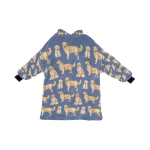 Watercolor Delight Golden Retrievers Blanket Hoodie-Blanket-Apparel, Blanket Hoodie, Blankets, Dog Mom Gifts, Golden Retriever-Slate Blue-ONE SIZE-20