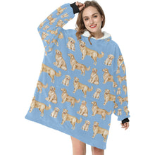 Load image into Gallery viewer, Watercolor Delight Golden Retrievers Blanket Hoodie-Blanket-Apparel, Blanket Hoodie, Blankets, Dog Mom Gifts, Golden Retriever-1