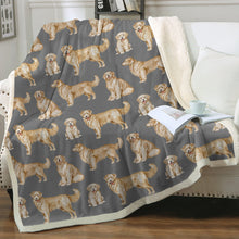 Load image into Gallery viewer, Watercolor Delight Golden Retrievers Sherpa Fleece Blanket - 8 Colors-Blanket-Bedding, Blankets, Golden Retriever, Home Decor-21